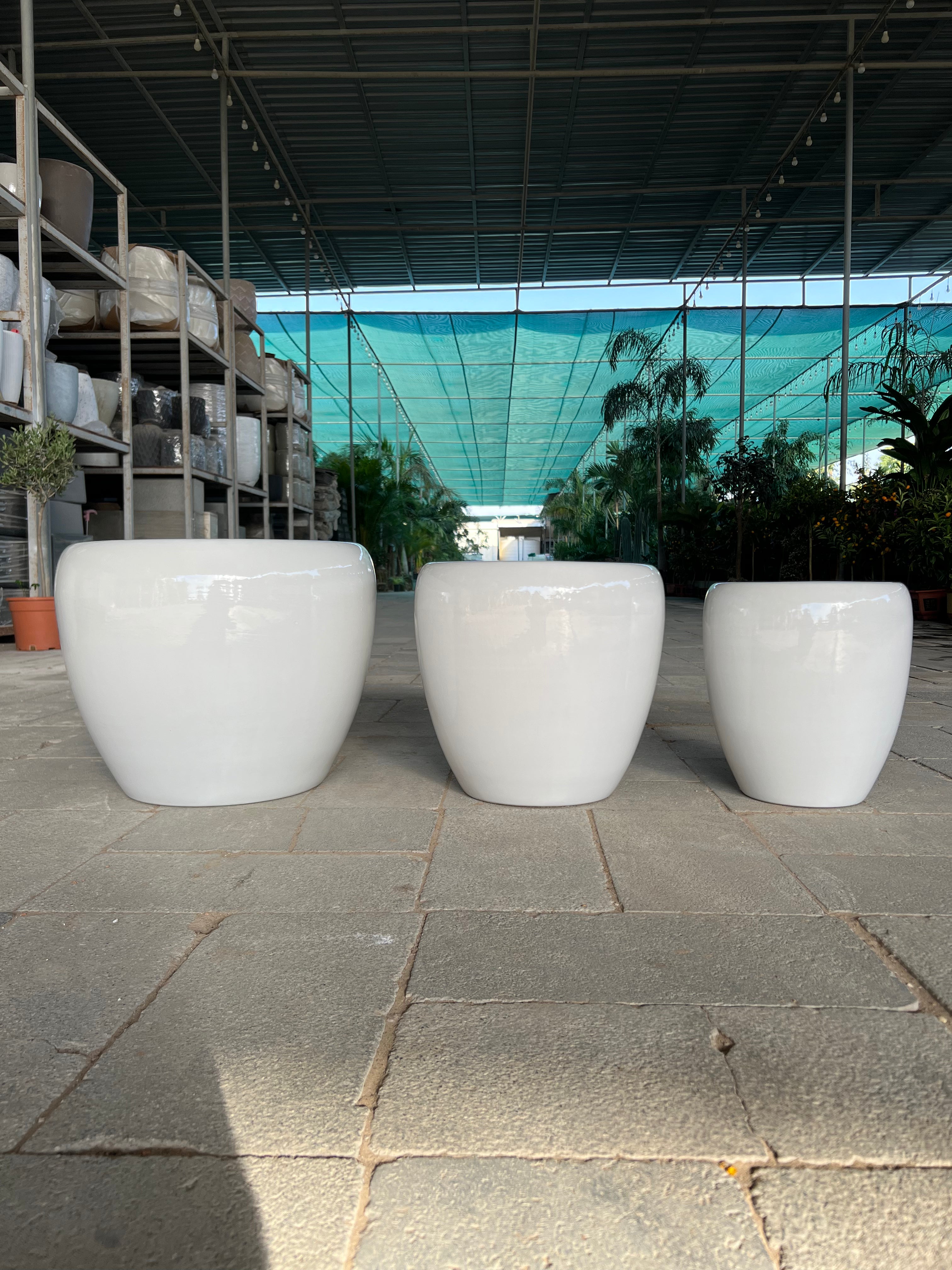 Zenith – Full White Round Ceramic Planter