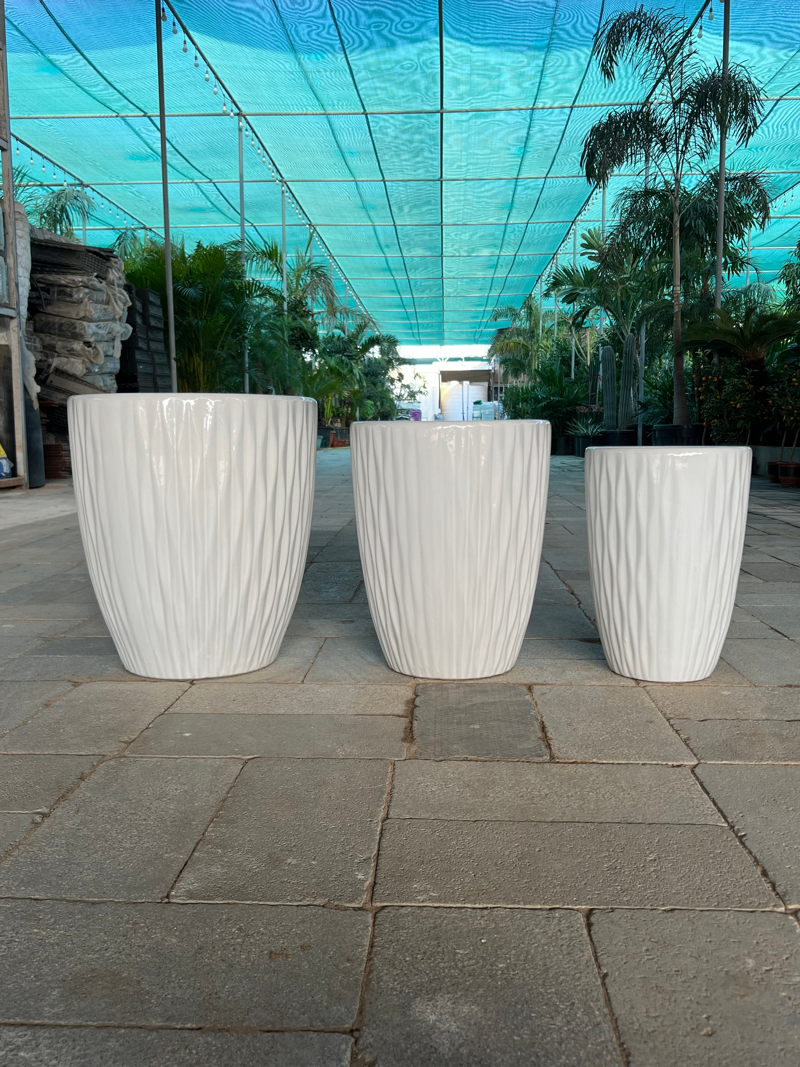 Zenith Shaggy - Full White Stylish Ceramic Pot